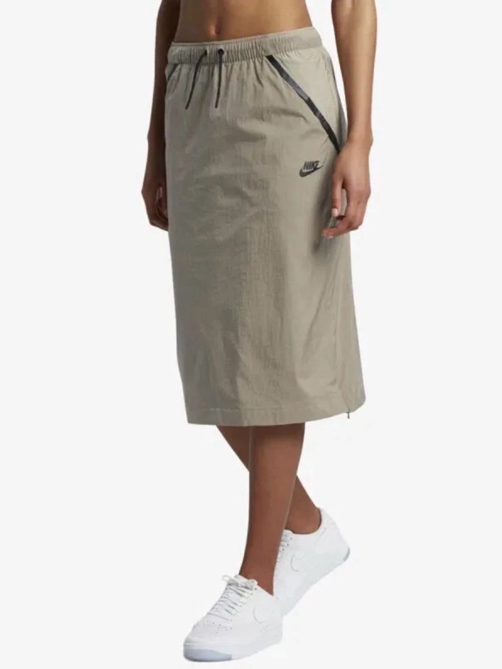 Nike Women’s Khaki Drawstring Athletic midi skirt vintage streetwear athletic